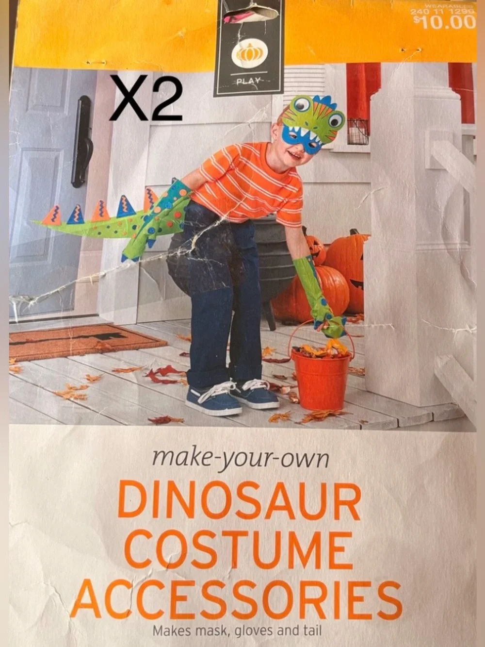 Make-Your-Own Kids Green Dinosaur Costume Accessories - Mask, Gloves & Tail